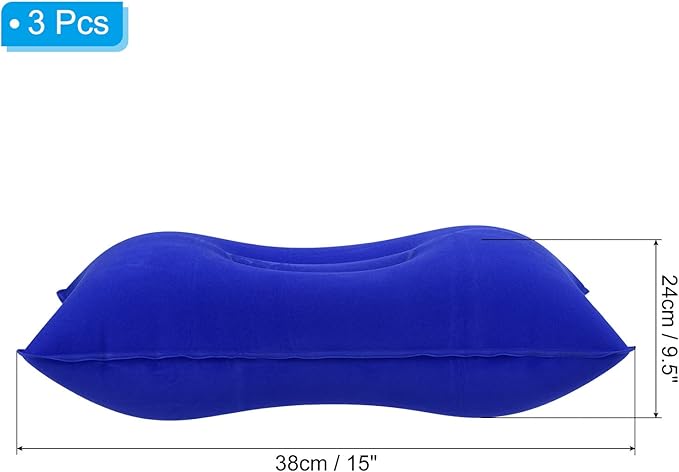 PATIKIL Inflatable Pillow, 3 Pack Squared Ultralight Camping Travel Pillow Desk Rest Neck Support for Hiking Backpacking Office, Dark Blue
