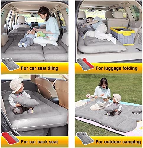 Inflatable SUV Air Mattress Thickened Flocking Inflatable Car Camping Travel Air Mattress with 2 Pillows & Air Pump,Portable Car Sleeping Bed for SUV|MPV|Minivan