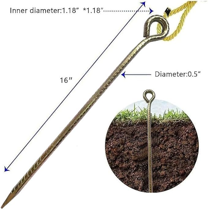 16 Inch Rebar Stakes ，Metal Stake Ground，Ground Anchor,Heavy DutyTent Stakes ，Baking Paint Metal Stakes ，Tent Stake,Ground Stakes ，0.5 Inch Diamete (16 Pack) ， Outdoor Travel