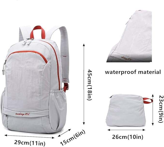 Fold Backpack-Lightweight Waterproof Packable Backpack for Travel and Outdoor, 25L Hiking Bag for Man and Women (24qhuang)