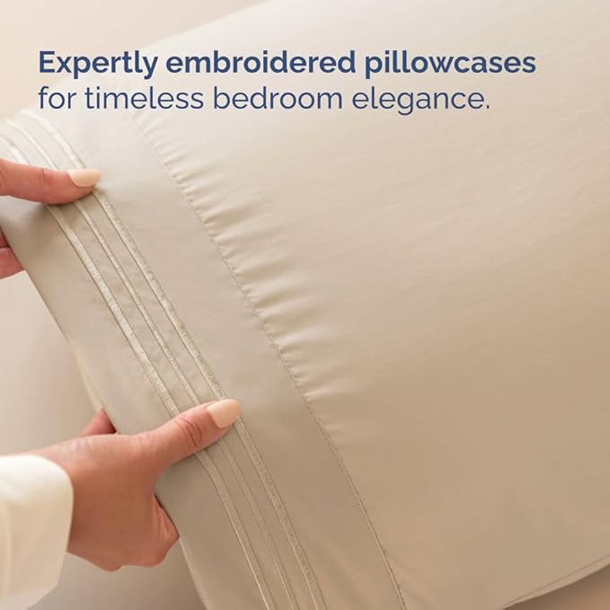 Full XL Bed Sheet - 4 Piece Full XL Bed Sheets Set - Soft, Breathable & Cooling - Hotel Luxury Bedding for Women, Men, Kids, Teens, Boys & Girls - Deep Pockets, Comfy, Fade and Wrinkle Free - Cream