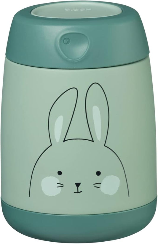 b.box Insulated Food Jar Mini | Small Snack Container for Babies and Kids | Double Wall Stainless Steel | Keeps Food Cold for 6hrs, Warm for 4hrs | (Bunny Green, 7 oz)