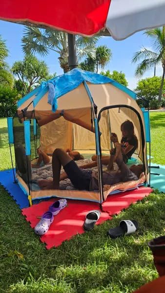 Pop up Sun Shade,Screen House,Instant Mosquito Bug Tent for Camping,Included Roll-up Wind Blinds,Easy Set Up Beach Tent Canopy with UPF 50+ Uv Protection for Kids, Family & Friends