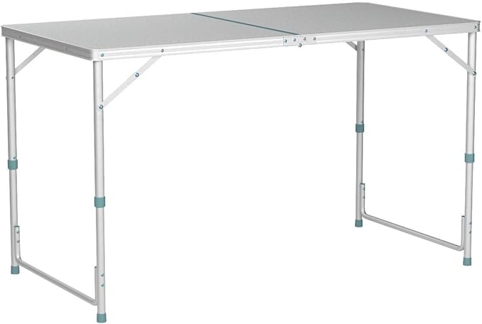 Outsunny 47" Folding Camping Table with Height Adjustability, Lightweight Portable Table with Carry Handle, Outdoor Folding Table Camping Accessories