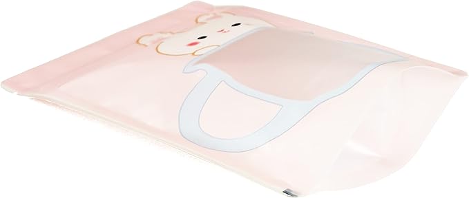 QQ Studio 100 Animal Designed Snack Bags, Plastic Bakery Bags, Cute Favor Bags for Snacks, Pastel Cookie Bags with Window, Zipper Seal Treat Storage Bags (5 Inch x 7 Inch, Pink Bunny)
