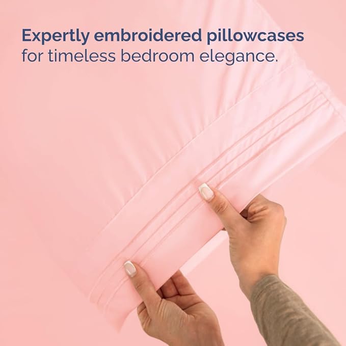 Flex Top Split Head King 4 Piece Sheet Set - Comfy Breathable & Cooling Bed Sheets Set - Hotel Luxury Bedding for Women, Men, Kids, Teens, Boys & Girls - Deep Pockets, Soft and Oeko-Tex - Baby Pink