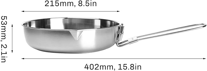 Fire-Maple Antarcti 8" Frying Pan | SUS 304 Stainless Steel Skillet | Durable and Easy to Clean | Ideal for Camping Fishing Bushcraft