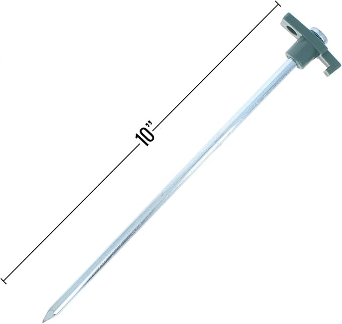 20-Piece Galvanized Steel Tent Pegs - Green Cap Garden Stakes