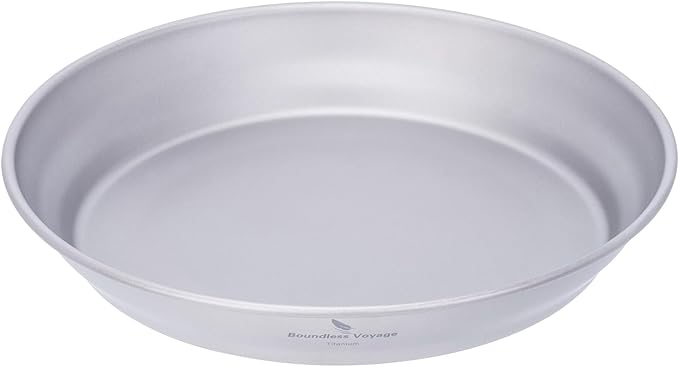 iBasingo 183mm Titanium Trek Plate Dishes Saucer Portable Kitchen Tableware Small Pan Ultralight for Outdoor Travel Backpacking Camping Hiking & Home Everyday Use Ti1109T