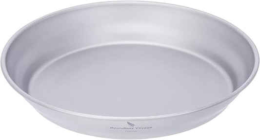 iBasingo 183mm Titanium Trek Plate Dishes Saucer Portable Kitchen Tableware Small Pan Ultralight for Outdoor Travel Backpacking Camping Hiking & Home Everyday Use Ti1109T