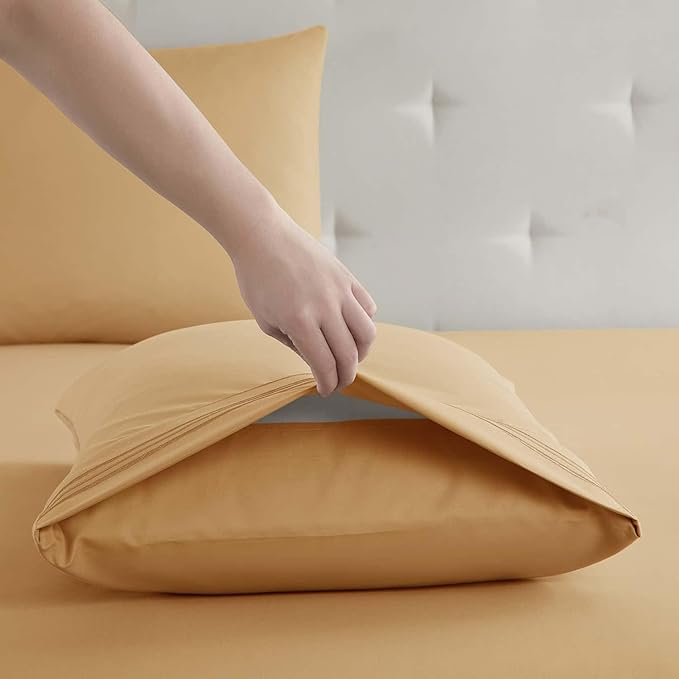 Clara Clark King Sheets, 6 Piece Set - Hotel Luxury Sheets for King Size Bed, Super Soft Bedding Set, King Size, Apricot Orange