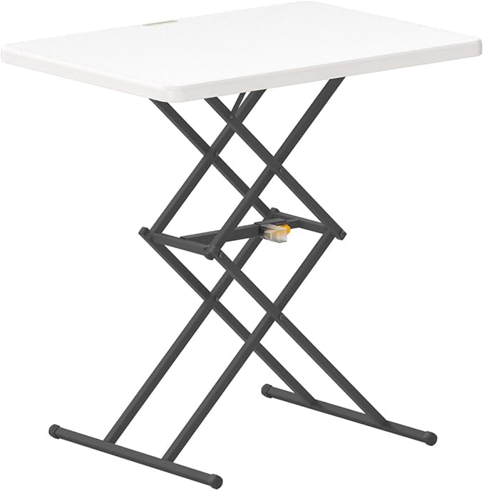 FanttikOutdoor Folding Table, One-Handed Height Adjustment, 3 Heights, Multi-Functional Small Folding Table 28 inch, TV Tray, Portable Dinner Table, No Assembly, 1 Pack, White Zeta X1 Pro