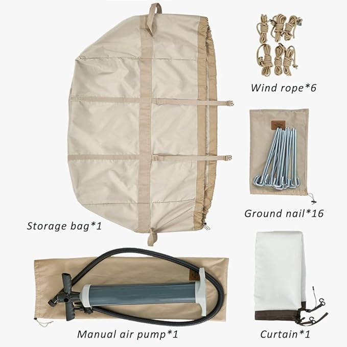 GeRRiT Outdoor Inflatable Camping Tent with Air Pump, 13m2 Glamping Tents, Easy Setup 4 Season Windproof House for Fishing, Camping & Hiking,480 X 360 X 250cm