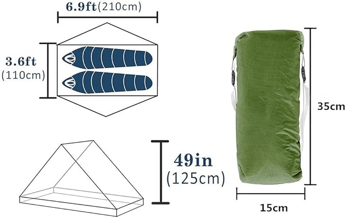 GeRRiT 2 Person Tents Camping Folding Camping Tent Outdoor Sun Shade Waterproof Double Layer Backpacking Tent 3-4 Seasons Easy Set Up for Outdoors Camping