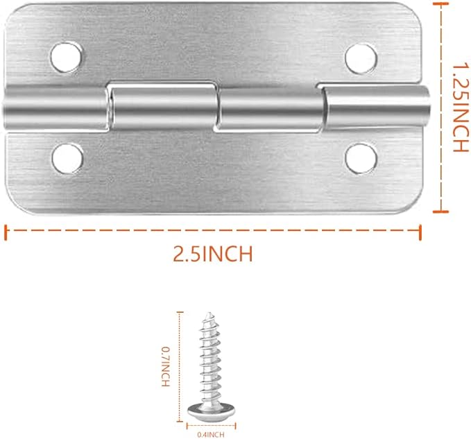 6pcs Stainless Steel Cooler Hinges and Screws Set Compatible with Igloo Style Ice Chests (Set of 6 Hinges, 24 Screws)