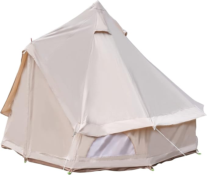 Canvas Tent Bell, 4 Season Camping Tent, Polyester Cotton Tent, Waterproof Family Camping Tent Holds up to 4 People, Family Camping Outdoor Hunting Party