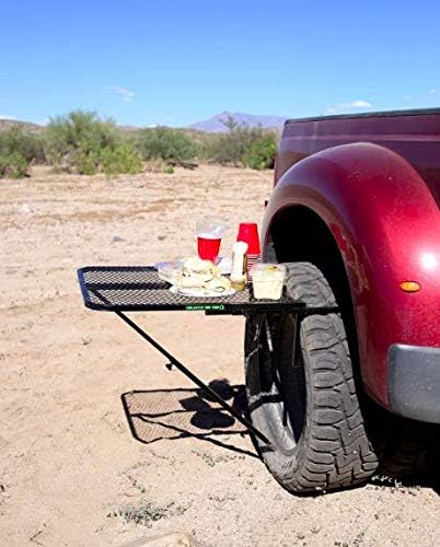 Tire Table Medium Steel Camping Table for Camp, Travel, Tailgating and Outdoor Work | Easily Holds 50 Pounds | Powder Coated Finish | No Tool or Hitch Required for Installation | 29 x 23 x 1.5