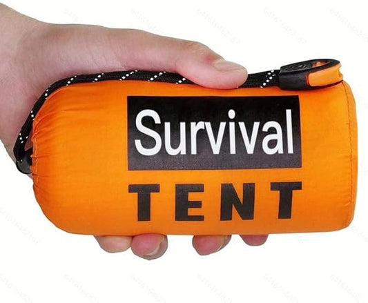 Orange Emergency Survival Tent - 2 Person Tube Tent with Survival Whistle & Paracord