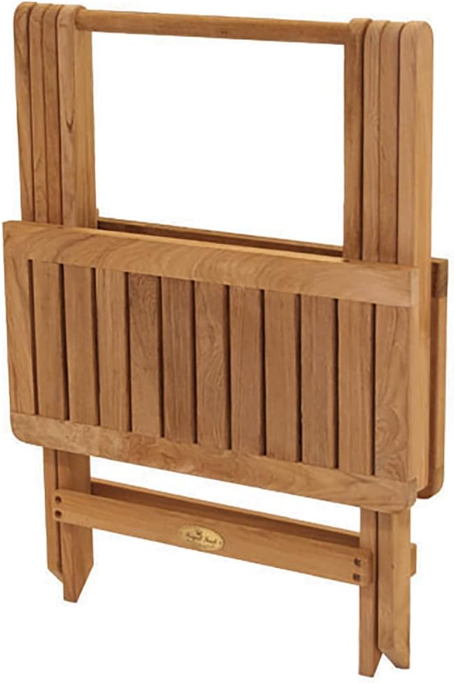 3-Piece Teak Patio Conversation Set with Sling Steamer Loungers & 20-Inch Square Folding Picnic Table (P137NV), Navy Sling