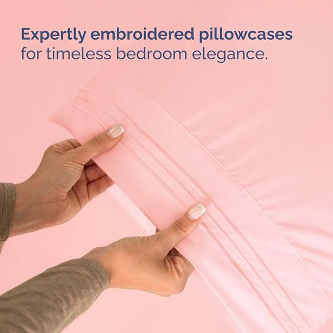 Full XL Bed Sheet - 4 Piece Full XL Bed Sheets Set - Soft, Breathable & Cooling - Hotel Luxury Bedding for Women, Men, Kids, Teens, Boys & Girls - Deep Pockets, Comfy, Fade & Wrinkle Free - Baby Pink