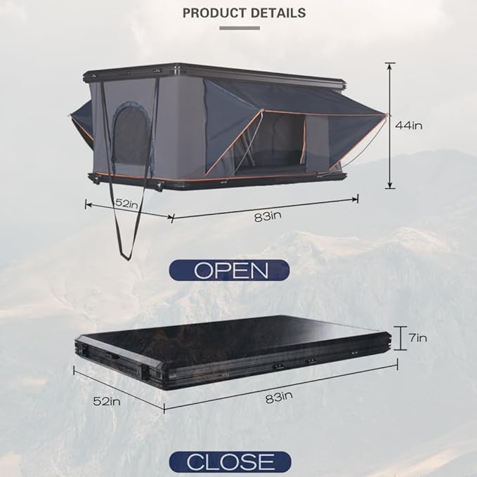 Robust Hard Shell Rooftop Tent | Spacious SUV Camping Tent | Waterproof Roof Top for Trucks