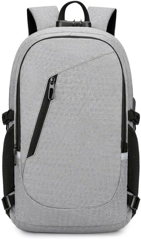New casual backpacks with large-capacity travel anti-theft locks for both men and women (Grey)