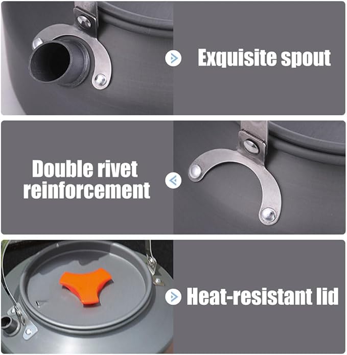 MiOYOOW Camping Kettle, 1.1L Aluminum Stovetop Tea Kettle with Anti-Scald Handle, Portable Coffee Pot for Outdoor Hiking Camping Picnic Traveling