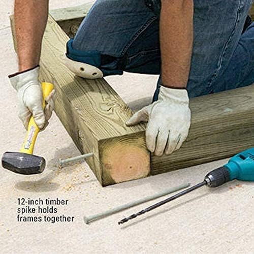 50 Pack Round Metal Landscape & Paver Edging Anchoring Stake, 12-Inch Length - Spiral Bright Spike Timber Nail, Tent Spikes, Camping, Trapping, Landscape, More (50)