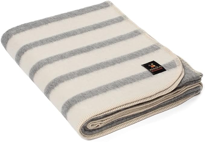 Thick Alpaca Wool Blanket Heavyweight for Camping Outdoors or Using Indoors | Soft Peruvian Alpaca Wool Blankets (Soft Gray/Ivory, Twin)