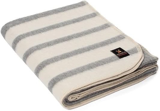 Thick Alpaca Wool Blanket Heavyweight for Camping Outdoors or Using Indoors | Soft Peruvian Alpaca Wool Blankets (Soft Gray/Ivory, Twin)