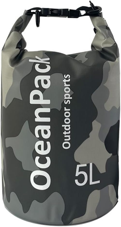 Dry Bag Waterproof 5L/10L/20L, Camo Design, Roll Top Lightweight dry bags for FLoating, Boating, Kayaking, Camping, Beach，Paddle boarding Accessories