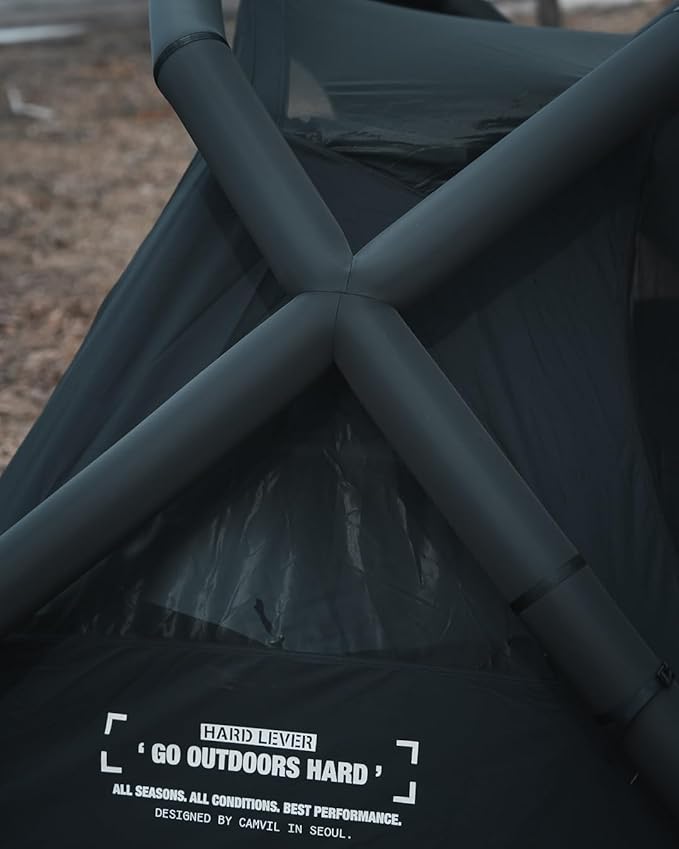 Air Godong Inflatable Camping Tent with Rainfly Hand Pumb Groundsheet, Easy Set up 2 Person Glamping Outdoor 4 Season Air Blow Up Tents,Waterproof Windproof, Clear Skylight