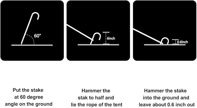 Eurmax USA Trampolines Stakes Heavy Duty Ground Stakes Canopy Parts Wind Stake with Rope 12 Inch Heavy Duty Stake Safety Ground Anchor Galvanized Steel J Shaped, Pack of 4(Silver)