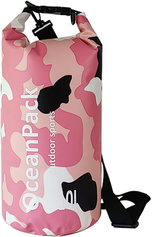 Dry Bag Waterproof 5L/10L/20L, Camo Design, Roll Top Lightweight dry bags for FLoating, Boating, Kayaking, Camping, Beach，Paddle boarding Accessories