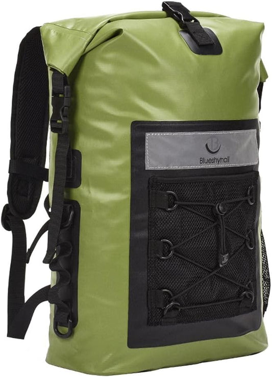 Blueshyhall 30L Waterproof Dry Backpack, Outdoor Travel Roll Top Closure Water Repellent Duffle Storage Sack for Kayaking Rafting Boating Fishing Camping and Beach - Green