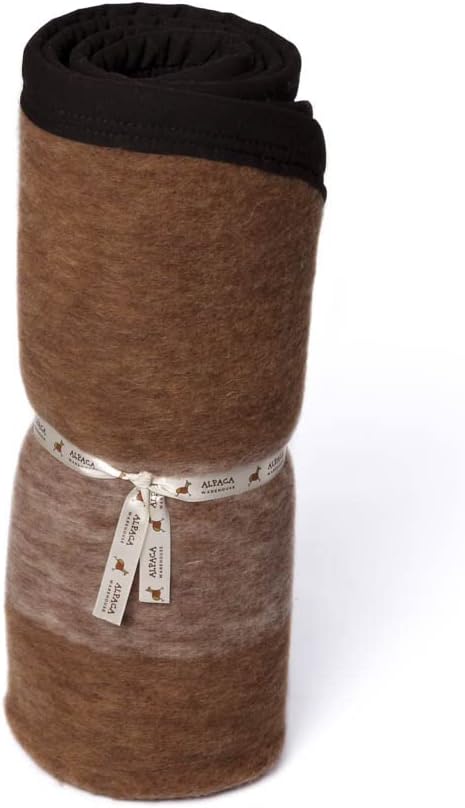 Alpaca Warehouse Alpaca Sheep Wool Blanket Pet Size Comfortably Warm - Perfect for Cats and Small Dogs - Striped Design (Beige/Soft Camel/Soft Brown, Pet Size)
