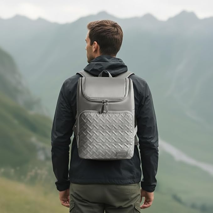 Cooler Backpack Insulated Leak Proof 33 Cans, Waterproof Hiking Backpack Cooler Soft Cooler Bag Lunch Backpack for Picnic Camping, Gray