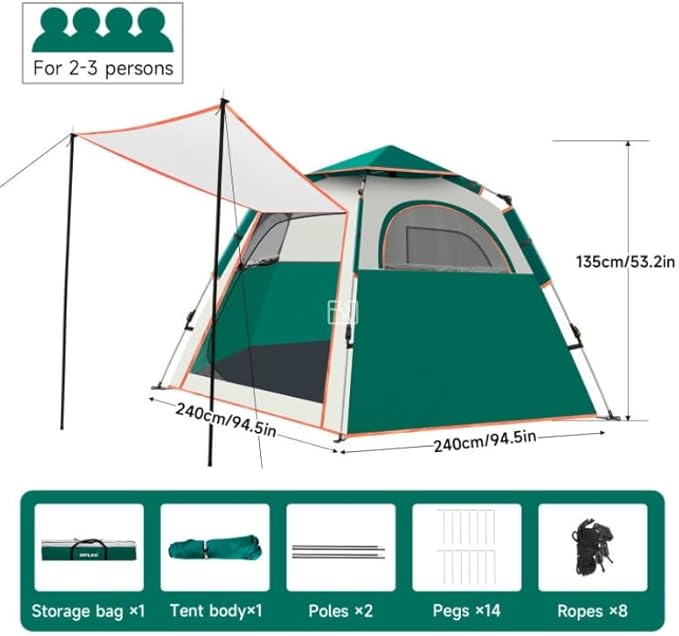 SAN LIKE Camping Tent 2/3/4 Person Instant Easy Pop Up Tents for Camping Lightweight Backpacking Tent Automatic Family Easy Set Up Tent,Portable Dome Tent for Camping Hiking Traveling