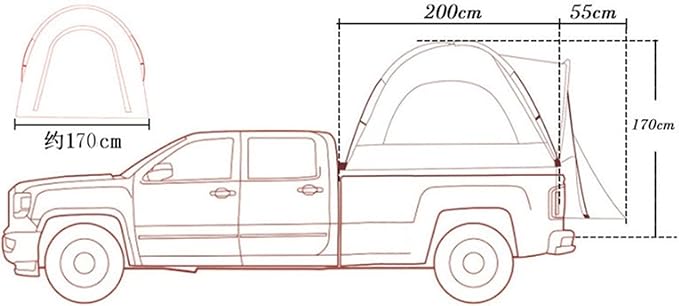Car Tent Pickup Truck Tent Waterproof Double Layer for 2 Person Protable Truck Bed Tent Camping Preferred-Silver Gray