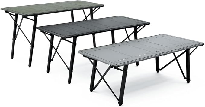 BUENOFE IGT Foldable Camping Table – Portable Outdoor Table with Steel Frame – Easy Setup and Space-Saving Design (Gray)
