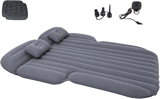 Inflatable SUV Air Mattress Thickened Flocking Inflatable Car Camping Travel Air Mattress with 2 Pillows & Air Pump,Portable Car Sleeping Bed for SUV|MPV|Minivan
