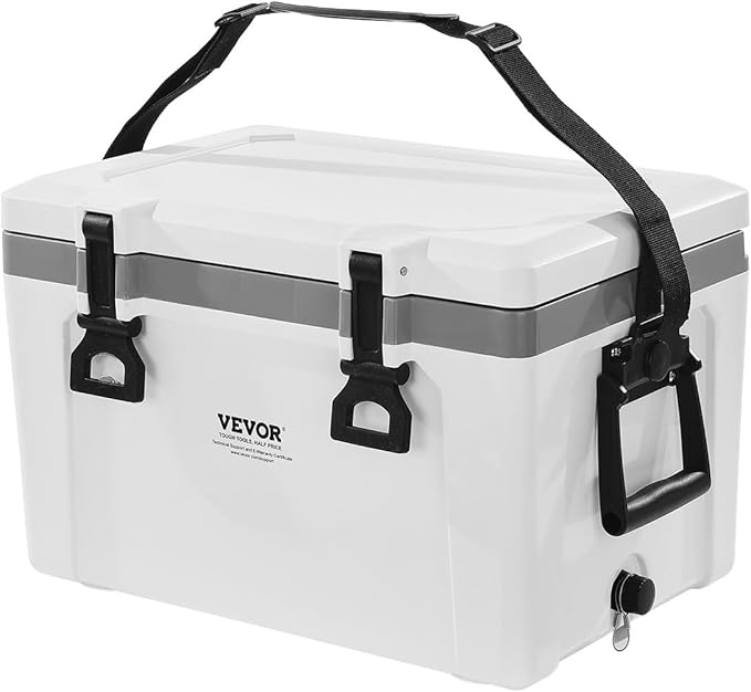 VEVOR Portable Cooler,Hard Cooler with Ice Retention, Heavy-Duty Handles and Strap, Lightweight Rigid Material Insulated Portable Cooler, Suitable for Family Picnics and Short Trips