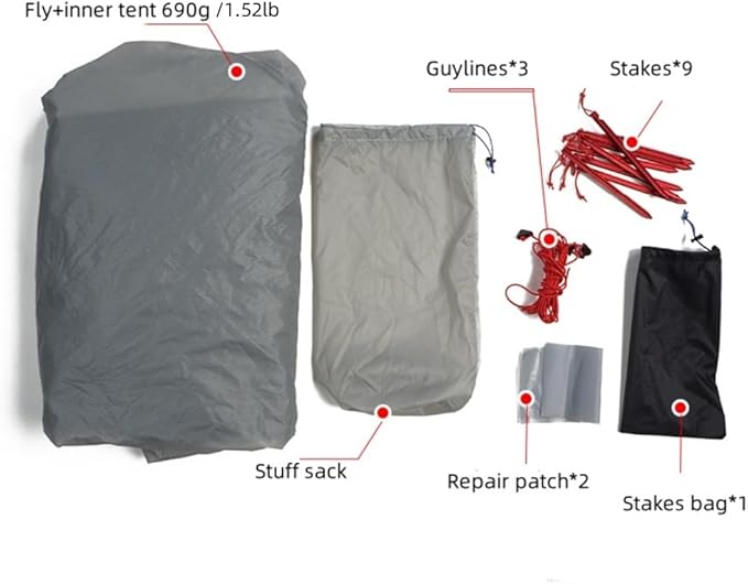 3F UL Gear LANSHAN 1PRO Ultralight Portable Tent for 1 Person,20D Silpoly Waterproof Single Layer Tent for Outdoor Camping,Climbing,Backpacking,Hiking