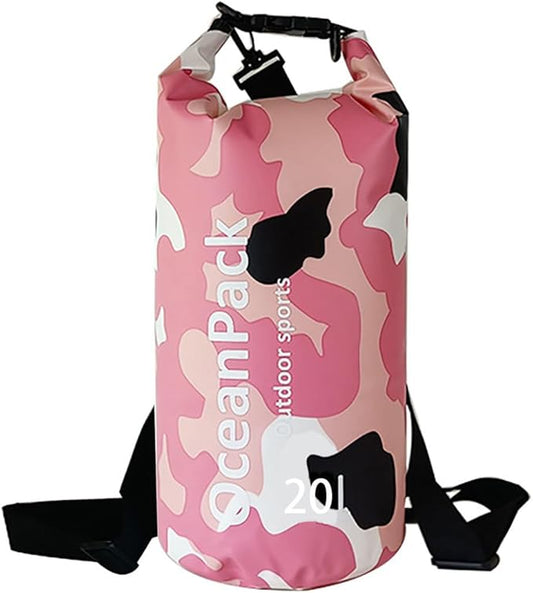 Dry Bag Waterproof 5L/10L/20L, Camo Design, Roll Top Lightweight dry bags for FLoating, Boating, Kayaking, Camping, Beach，Paddle boarding Accessories