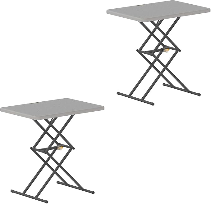 FanttikOutdoor Folding Table, One-Handed Height Adjustment, 3 Heights, Multi-Functional Small Folding Table 28 inch, TV Tray, Portable Dinner Table, No Assembly, 2-Pack, Grey Zeta X1 Pro
