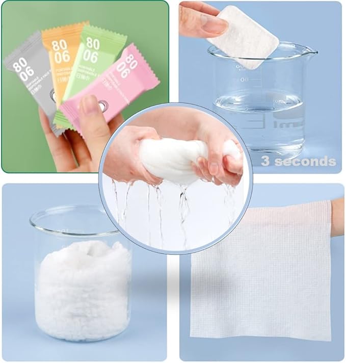 Premium Compressed Towels, Pure Cotton Portable Washcloth for Camping or Travel…