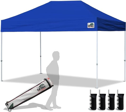 Eurmax USA 8'x12' Pop Up Canopy Tent Commercial Instant Canopies with Heavy Duty Roller Bag,Bonus 4 Sand Weights Bags (Blue)