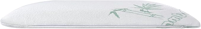 SUQ I OME Slim Sleeper -Thin Latex Pillow for Sleeping,Low Profile Ultra Thin for Stomach Sleepers, Firm 23x15.7x2.7 inch,Green White