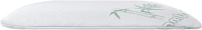 SUQ I OME Slim Sleeper -Thin Latex Pillow for Sleeping,Low Profile Ultra Thin for Stomach Sleepers, Firm 23x15.7x2.7 inch,Green White