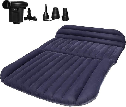 SUV Air Mattress-Thickened Car Bed Back Seat Mattress-Portable Car Mattress for Vehicle Cushion Air Bed Inflatable Mattress with Air-Pump-Camping Blow Up Mattress for car (Blue and Black)